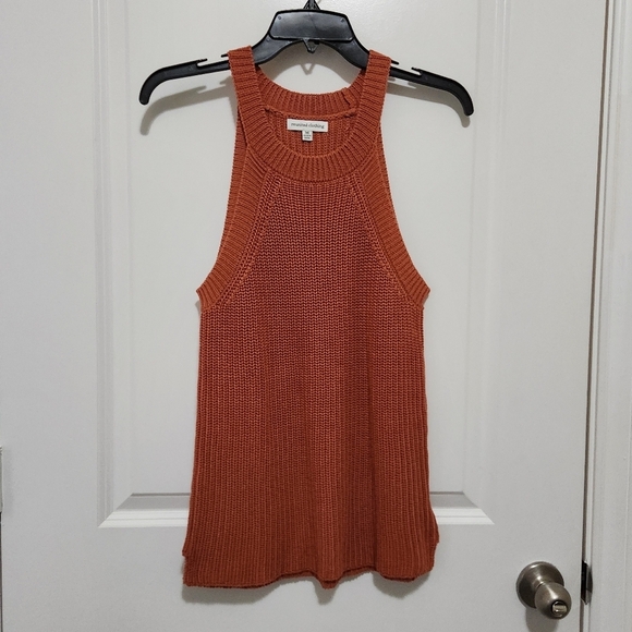Reunited Clothing Women's M Orange Knit Tank Top Y2K Boho Granola Girl Earthy - Picture 1 of 9